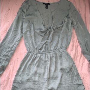 Front tie long sleeve romper